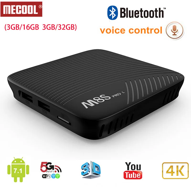 ТВ приставка MECOOL M8S PRO L Android 7 1 Amlogic S912 3 ГБ 16 32 Bluetooth телеприставка Голосовое