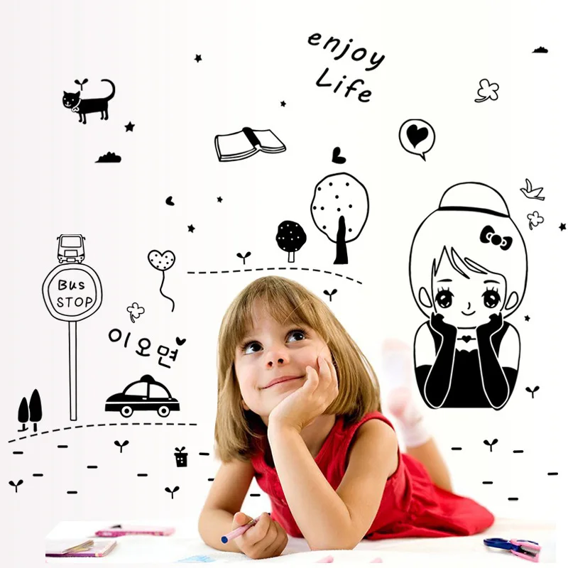 The cartoon of the cute girl children room household adornment wall stickers on the wall
The cartoon of the cute girl children room household adornment wall stickers on the wall