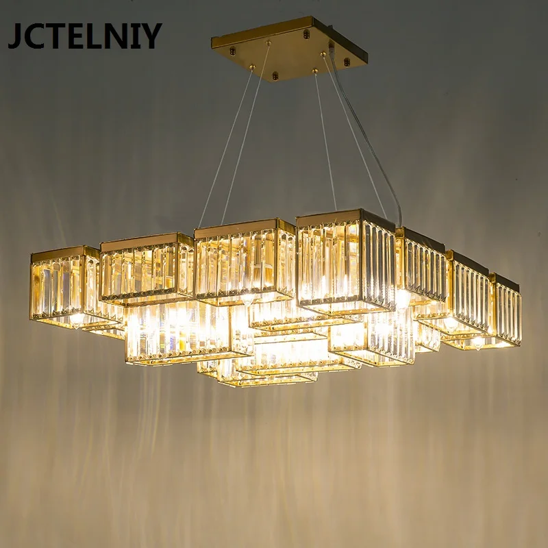 New crystal chandelier living room light luxury designer crystal lamp restaurant square profile multi-level LED lights
New crystal chandelier living room light luxury designer crystal lamp restaurant square profile multi-level LED lights