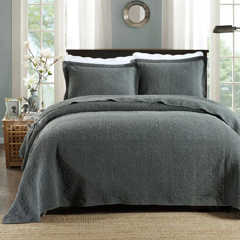 CHAUSUB Plain Cotton Quilt Set 3pcs Bedspread on the Bed Solid Color Embroidered Quilted Bed Cover King Size Coverlet Blankets
CHAUSUB Plain Cotton Quilt Set 3pcs Bedspread on the Bed Solid Color Embroidered Quilted Bed Cover King Size Coverlet Blankets