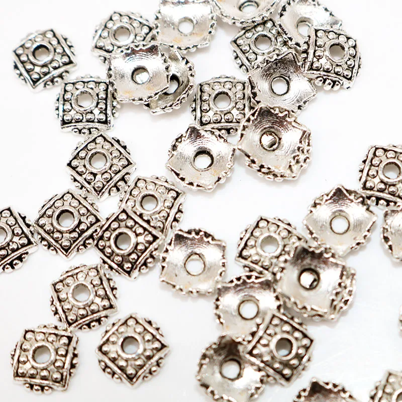 Металлические винтажные посеребренные Концевики 8 мм из сплава шапочки для бусин