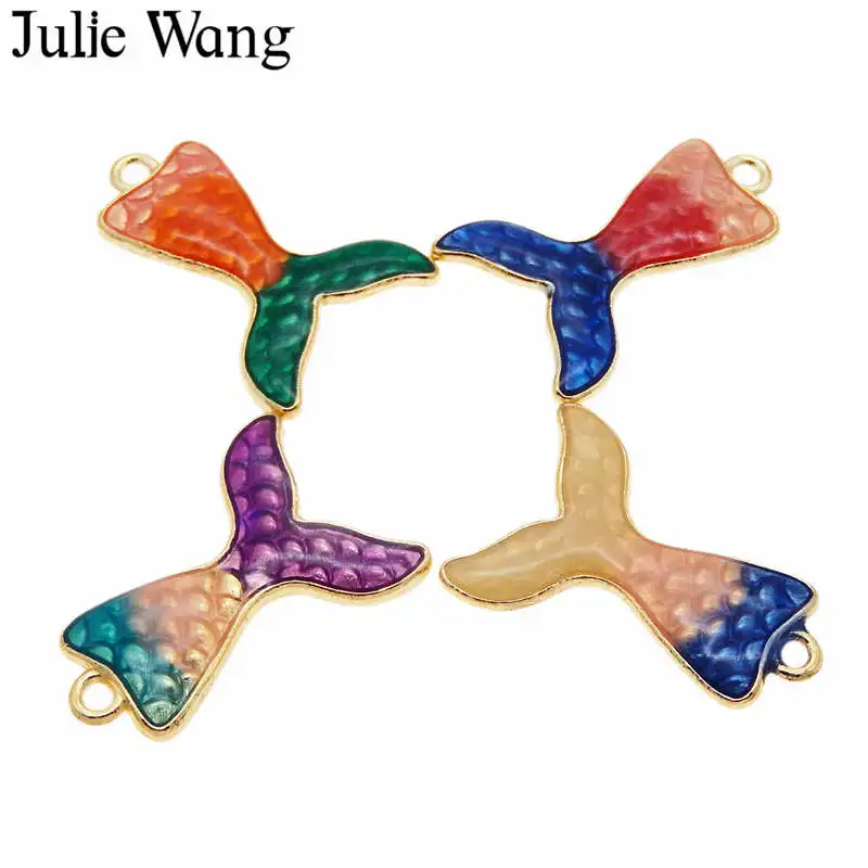 10 шт. эмалированные Разноцветные Подвески Julie Wang в виде хвоста русалки смешанный
