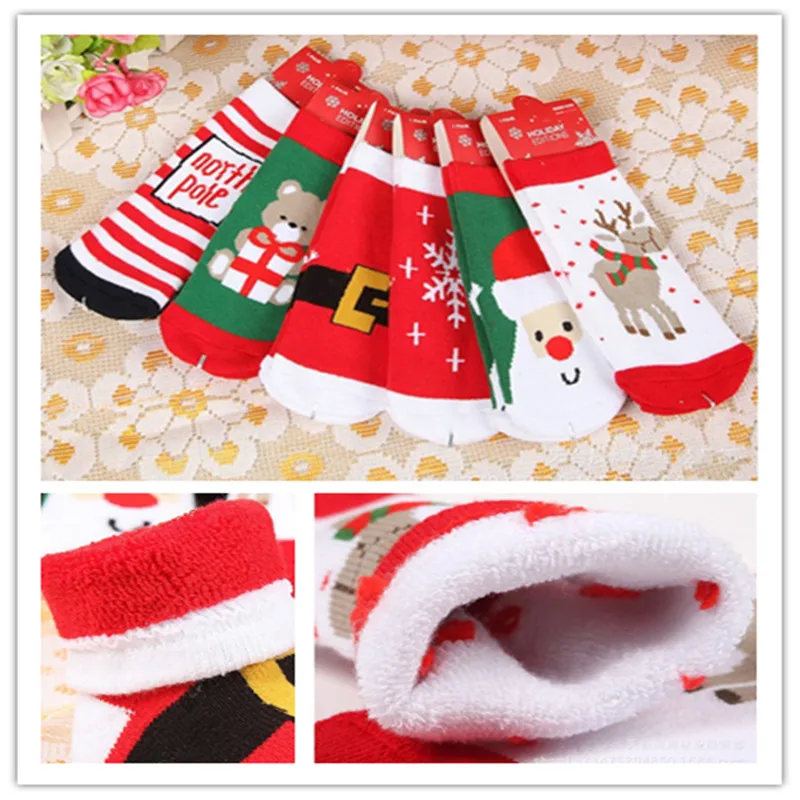 

Chrismas Sock for Child Gift Cute Lovely Baby Girl Boy Unisex Socks Animal Boots 1-6 Years terry socks for Winter 3 pairs/lot