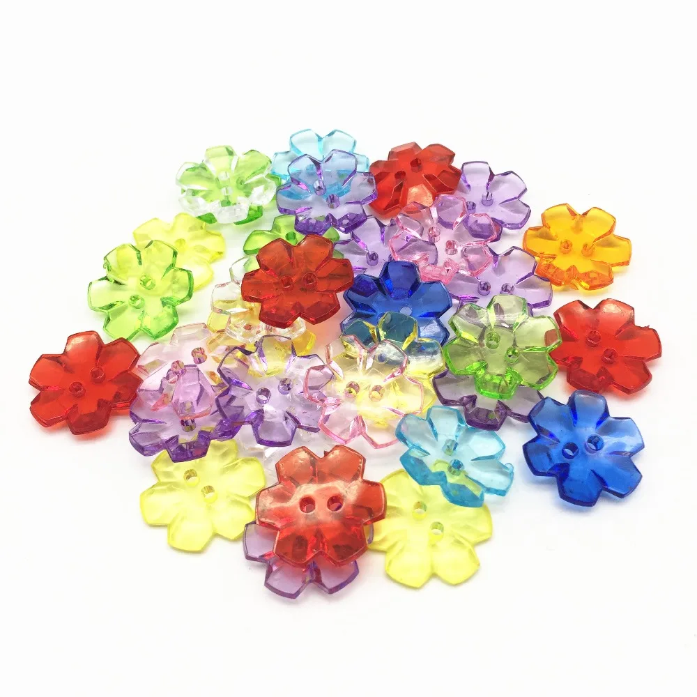 100pcs 22mm Mixed Tranparent Acrylic Flower Buttons Sewing 2 Holes For Scrapbooking Embellishments
100pcs 22mm Mixed Tranparent Acrylic Flower Buttons Sewing 2 Holes For Scrapbooking Embellishments