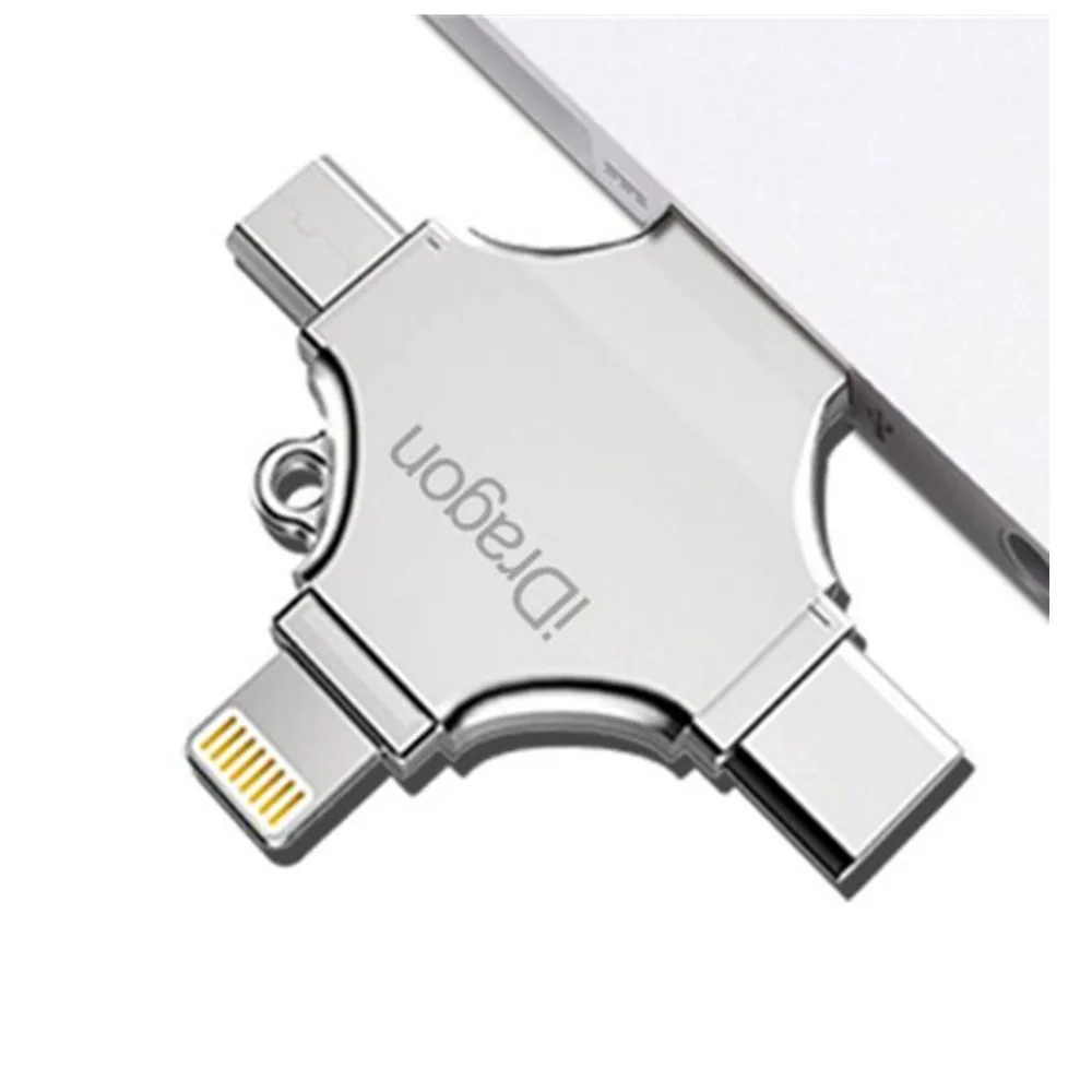 Флэш накопитель USB 64 ГБ с USB/Micro USB/Type C Поддержка iOS 12 для телефонов iPhone Xs/Xs Max XR/XR