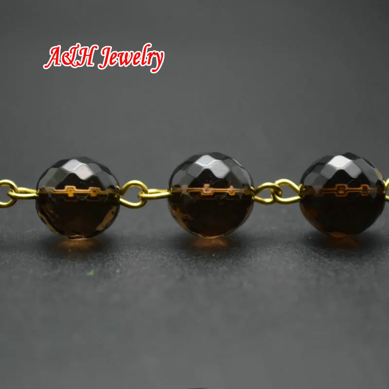 3Meters 10mm Faceted Smoky Crsytal Round Beads With Gold Wired Bead Chain Fashion Jewelry Making Materials #5S
3Meters 10mm Faceted Smoky Crsytal Round Beads With Gold Wired Bead Chain Fashion Jewelry Making Materials #5S