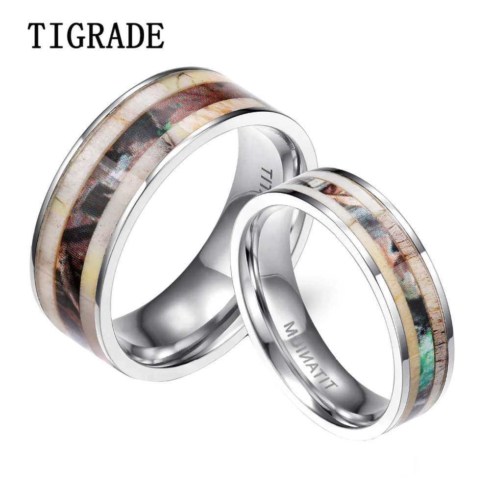 Tigrade 6/8mm Men's Titanium Ring Deer Antlers Camouflage Inlay Granite Design Wedding Band Engagement Rings For Women Jewelry
Tigrade 6/8mm Men's Titanium Ring Deer Antlers Camouflage Inlay Granite Design Wedding Band Engagement Rings For Women Jewelry