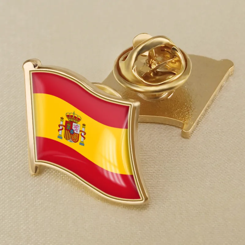 Герб Испании в карта Национальный флаг Эмблема с национальным цветочным брошь