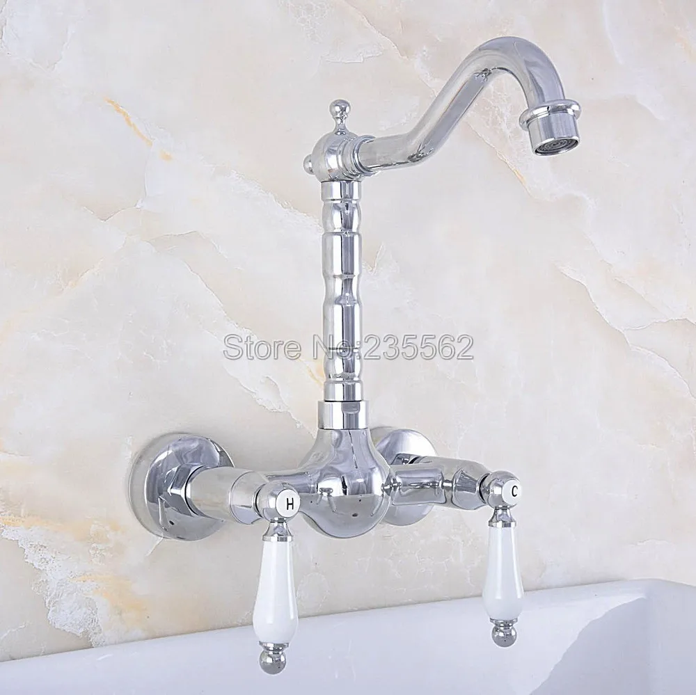 Wall Mounted Bathroom Faucet Polished Chrome Brass Finish Dual Ceramic Handle Washbasin Mixer Vessel Sink Faucets Lnf561
Wall Mounted Bathroom Faucet Polished Chrome Brass Finish Dual Ceramic Handle Washbasin Mixer Vessel Sink Faucets Lnf561