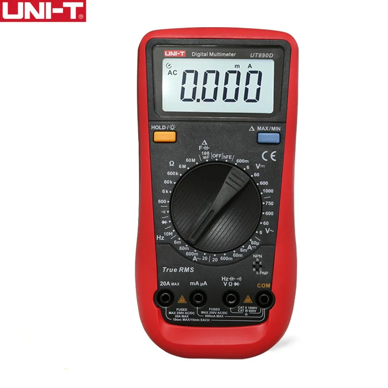 UNI-T True RMS Digital Multimeter UT890D Handheld Tester Electrical Test Capacitance DC AC Voltage Ammeter hFE LED Diode
UNI-T True RMS Digital Multimeter UT890D Handheld Tester Electrical Test Capacitance DC AC Voltage Ammeter hFE LED Diode