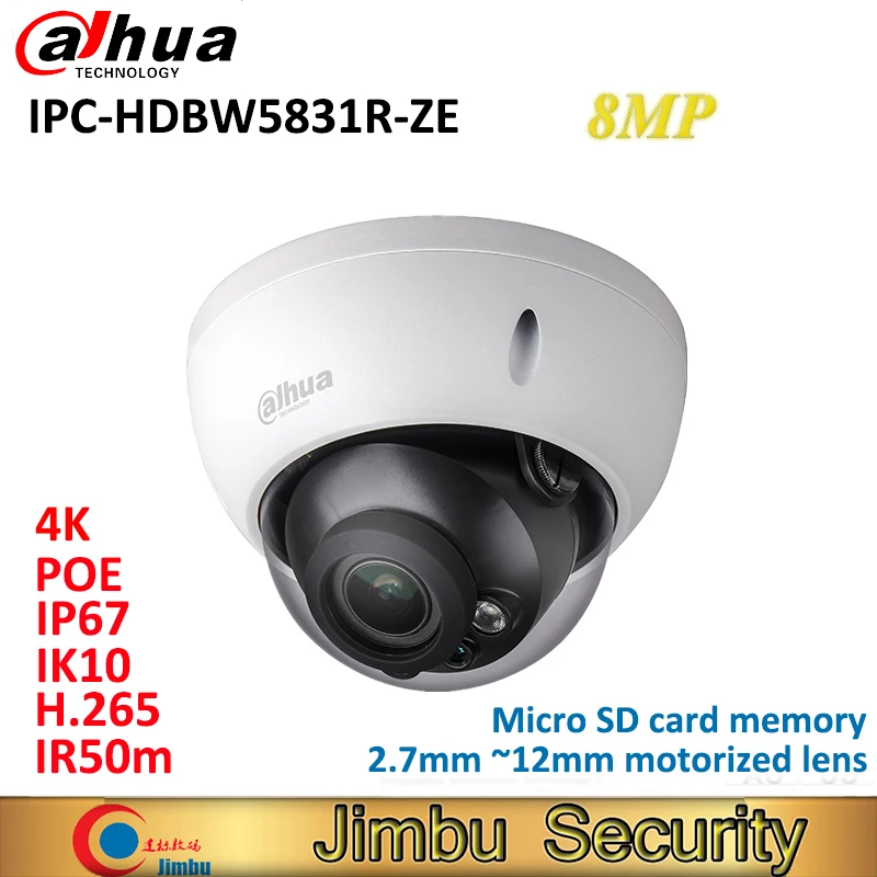 Dahua 8MP WDR IR Dome IP Camera IPC-HDBW5831R-ZE PoE 2.7mm ~12mm motorized lens IR50m camera video surveillance for home indoor
Dahua 8MP WDR IR Dome IP Camera IPC-HDBW5831R-ZE PoE 2.7mm ~12mm motorized lens IR50m camera video surveillance for home indoor