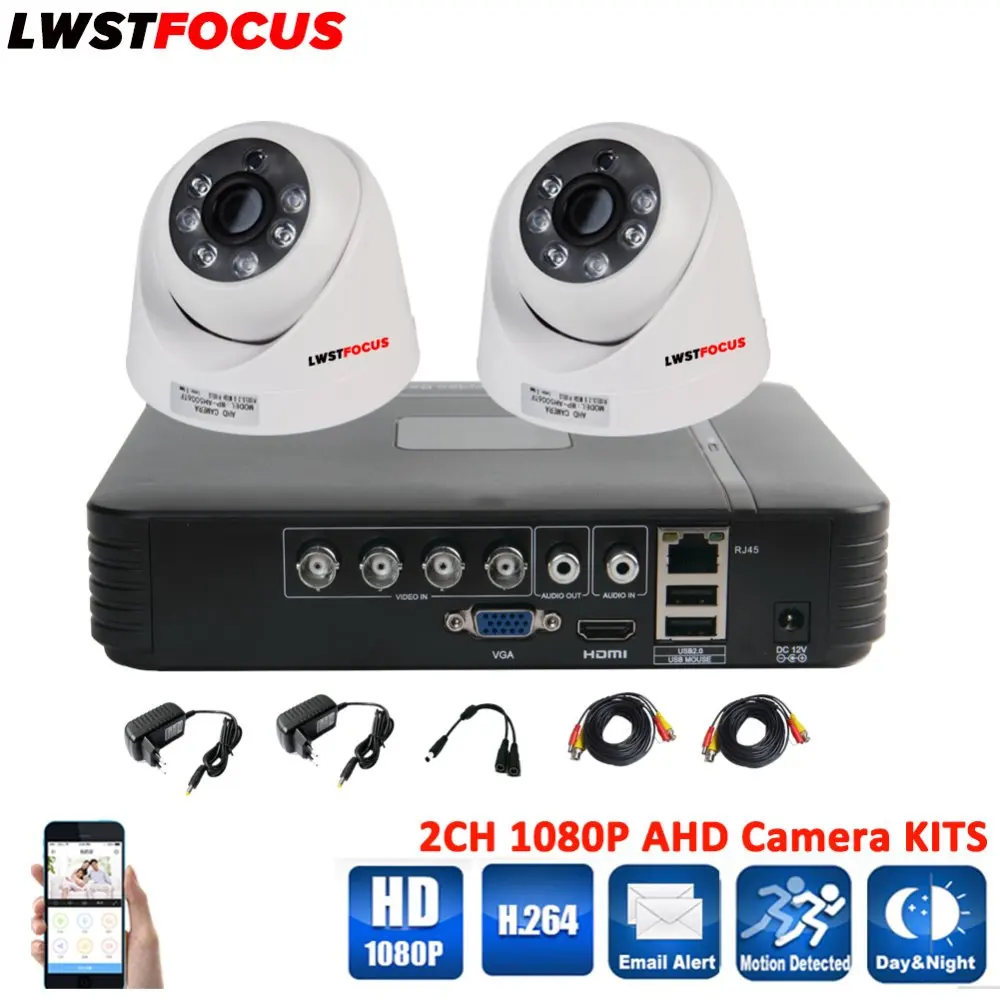 LWSTFOCUS камера безопасности 4CH 1080N AHDH DVR 2 шт 1080P День ночного видения ИК купольная CCTV