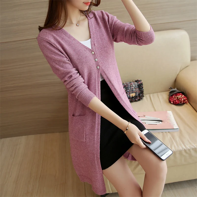 Spring and autumn Long Cardigan With Pockets Female Long Sleeve Knitted Cardigans Feminino Tops Black khaki red Cardigan Mujer
Spring and autumn Long Cardigan With Pockets Female Long Sleeve Knitted Cardigans Feminino Tops Black khaki red Cardigan Mujer