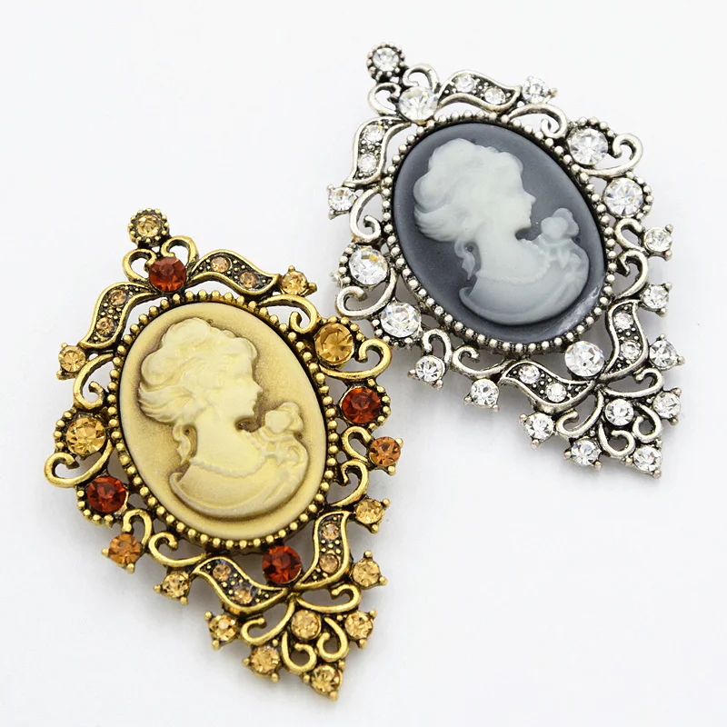 Classic Antique Gold Color Luxury Crystal Women Cameo Brooch Antique Silver Alloy Lady Brooch Collar Pins
Classic Antique Gold Color Luxury Crystal Women Cameo Brooch Antique Silver Alloy Lady Brooch Collar Pins