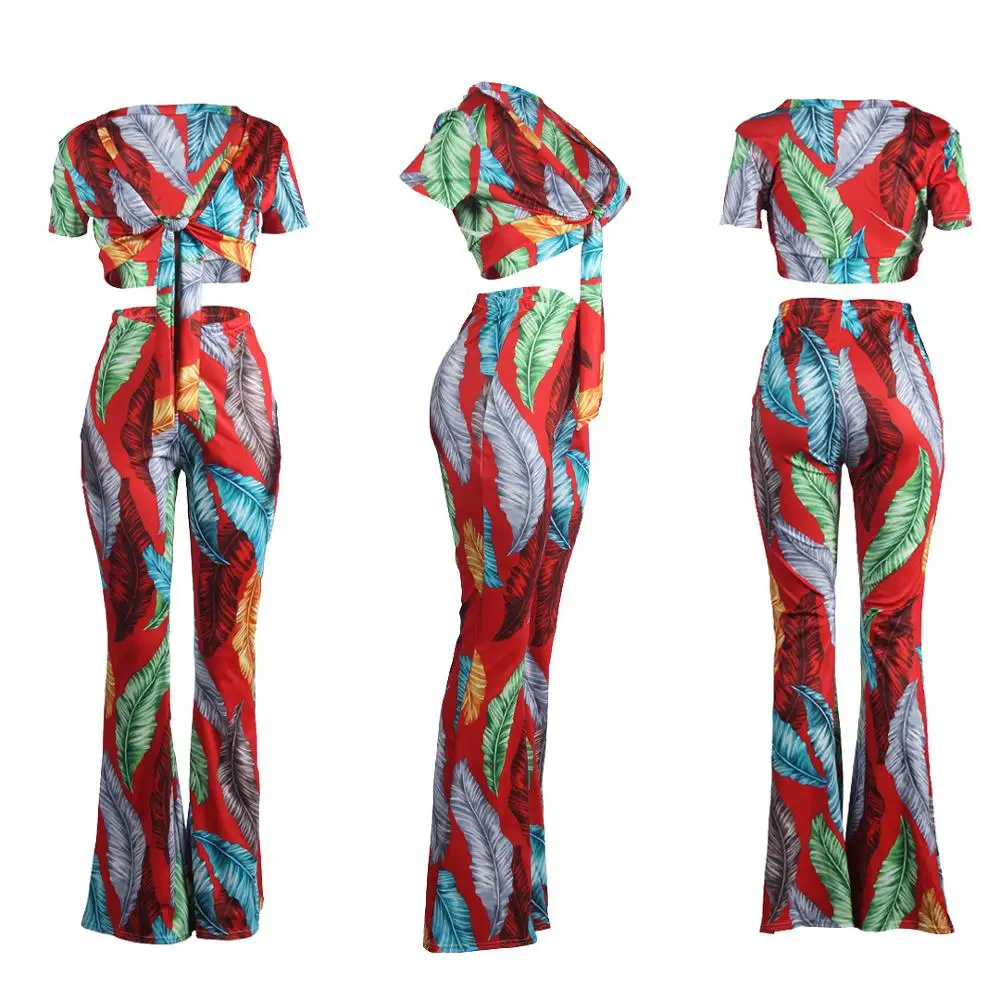 Strapless Deep V Bandage Sexy Pants Rompers Print Women Short Sleeve Crop Top Flare Pants Club Outfits Summer Sets 2019
Strapless Deep V Bandage Sexy Pants Rompers Print Women Short Sleeve Crop Top Flare Pants Club Outfits Summer Sets 2019