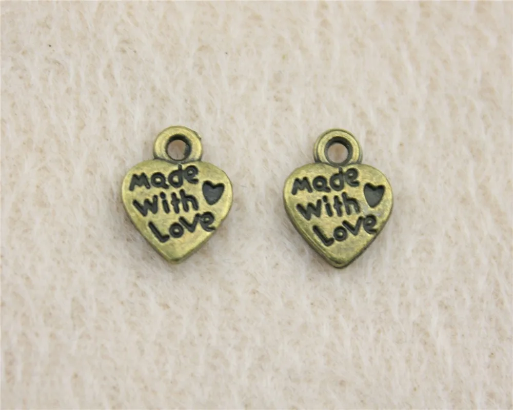 130pcs/lot 10mm bronze or silver or copper Double Sided Made With Love charm Pendants DIY jewelry for bracelet necklace earring
130pcs/lot 10mm bronze or silver or copper Double Sided Made With Love charm Pendants DIY jewelry for bracelet necklace earring