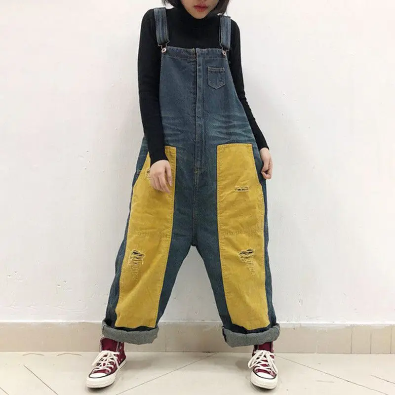 Wide Leg Drop Crotch Denim Rompers Women Baggy hole ripped jean Jumpsuits Plus Size Cargo torn Bib Suspender cowboy Overalls
Wide Leg Drop Crotch Denim Rompers Women Baggy hole ripped jean Jumpsuits Plus Size Cargo torn Bib Suspender cowboy Overalls