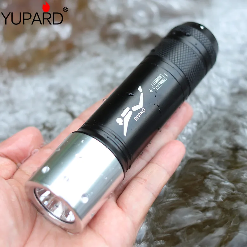 Фонарь для дайвинга YUPARD T6 60 м водонепроницаемый с аккумулятором 26650 и зарядным