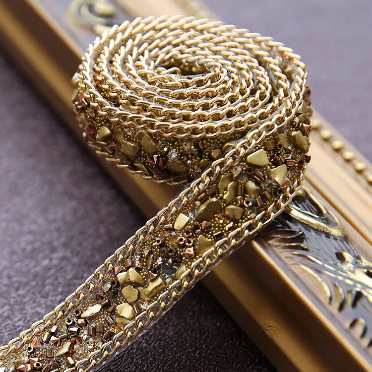 golden Crystal Rhinestone Wedding dress accessories Pearl Beaded Lace Trim fabric applique patches Iron on or Sew on 2*100cm
golden Crystal Rhinestone Wedding dress accessories Pearl Beaded Lace Trim fabric applique patches Iron on or Sew on 2*100cm