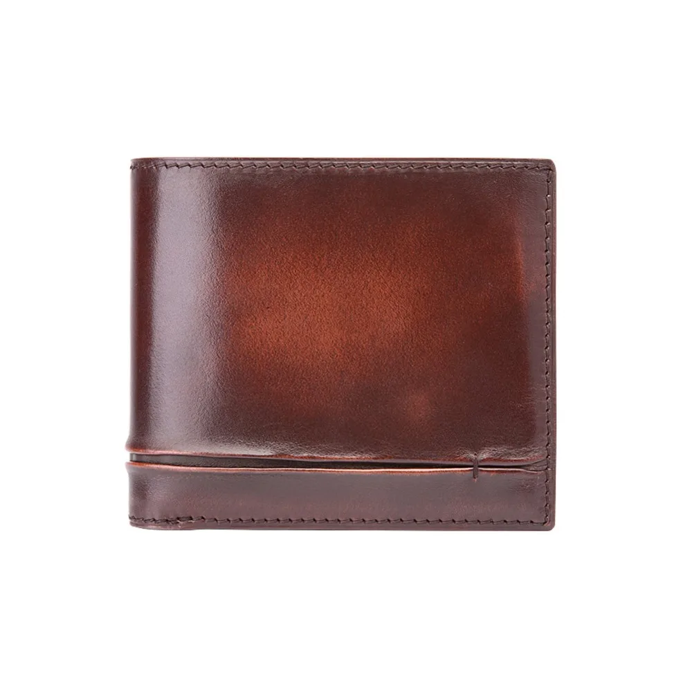 

TERSE_Factory price handmade leather men short wallet Italian cowhide fashion short purse in 3 colors engraving service OEM 353