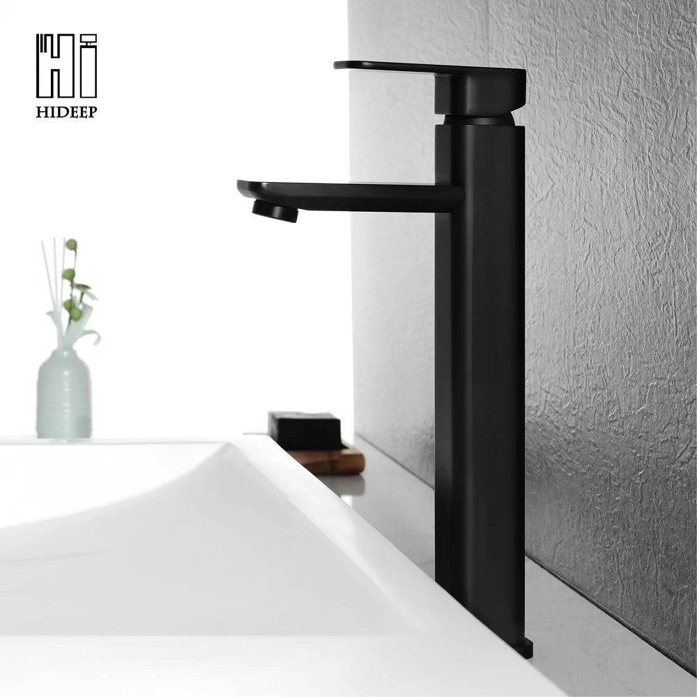 HIDEEP black high basin faucet hot and cold copper single handle single hole wash basin faucet factory direct
HIDEEP black high basin faucet hot and cold copper single handle single hole wash basin faucet factory direct