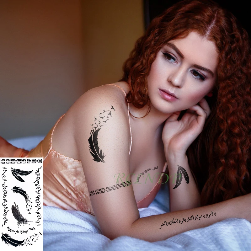 

Waterproof Temporary Tattoo Sticker Wing letter bird chest stickers flash fake tattoos tatouage kit completo for girl women men