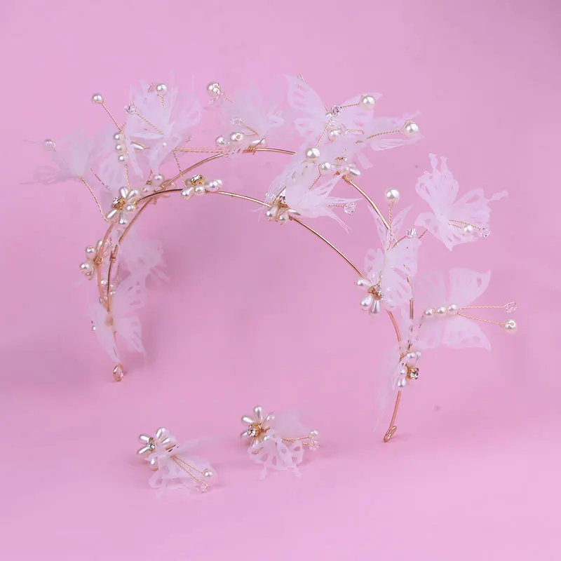 2018 New Handmade butterfly haribands crown pierced head accessories hoop for brides | Украшения и аксессуары