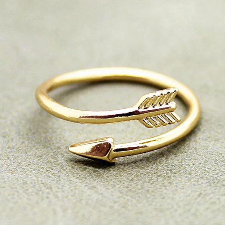 Регулируемое Золотое кольцо со стрелкой модные простые очаровательные