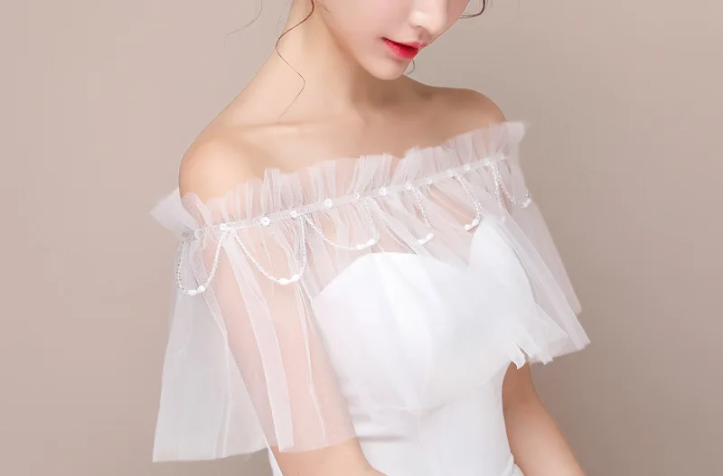Crystal Bride Veil Wedding Shawl Thin Section Word Shoulder Wedding Dress Shoulder Yarn PJ25