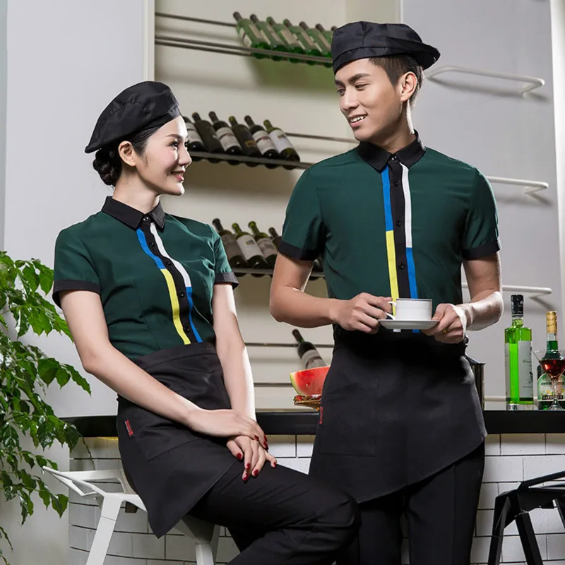 Отель спецодежды летние женские Ресторан униформа официантки короткий рукав