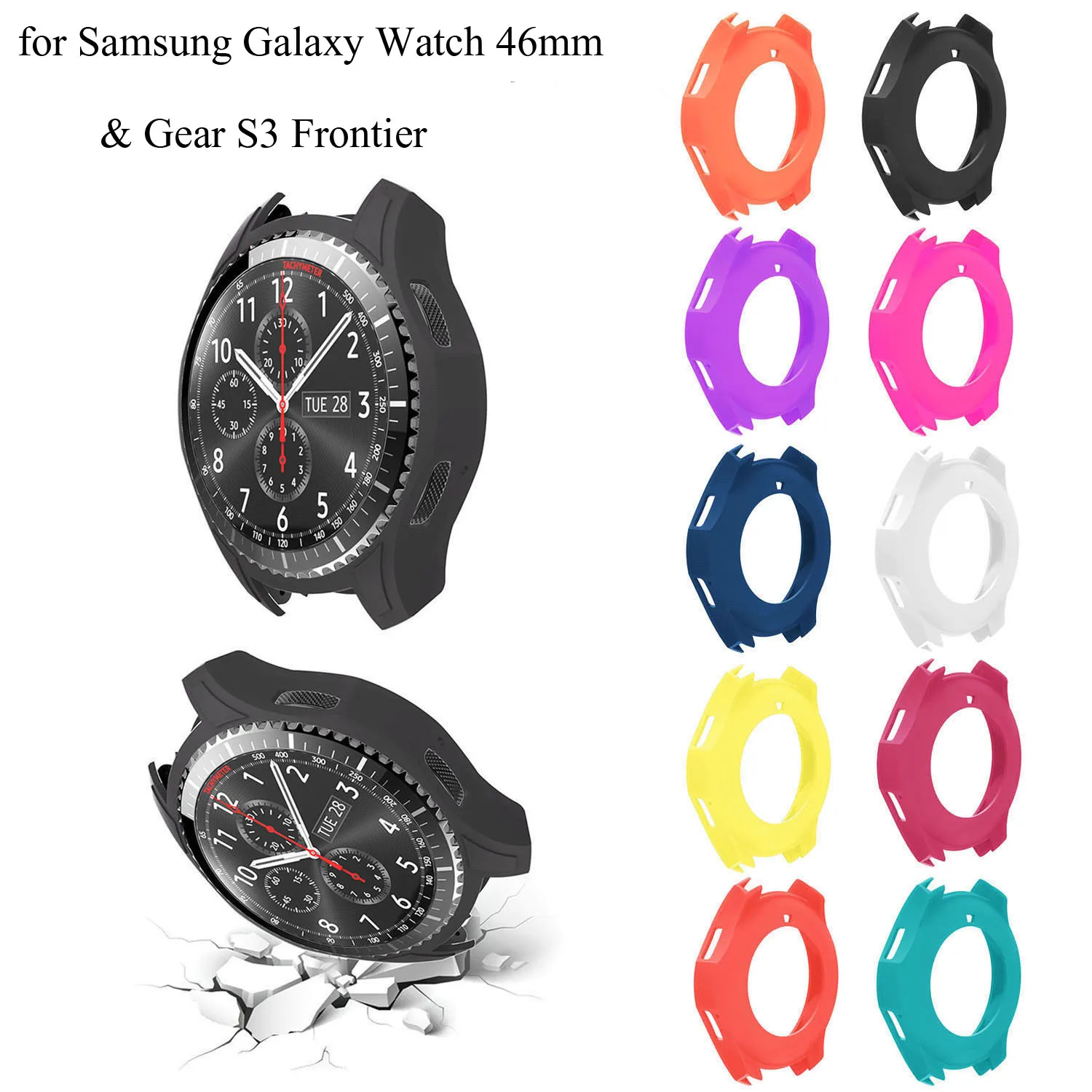 Силиконовый чехол для Samsung Galaxy Gear S3 Frontier мягкий резиновый защитный Watch 46 мм|Часы