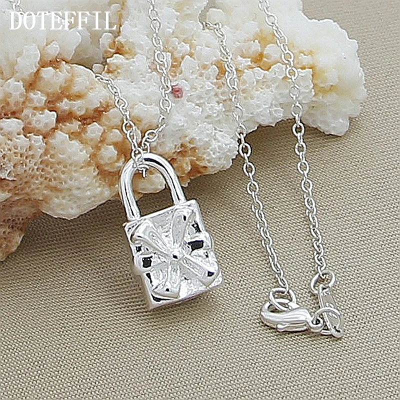DOTEFFIL 925 Sterling Silver 18-Inch Chain Square Lock Pendant Necklace For Women Wedding Engagement Jewelry Christmas Gifts
DOTEFFIL 925 Sterling Silver 18-Inch Chain Square Lock Pendant Necklace For Women Wedding Engagement Jewelry Christmas Gifts