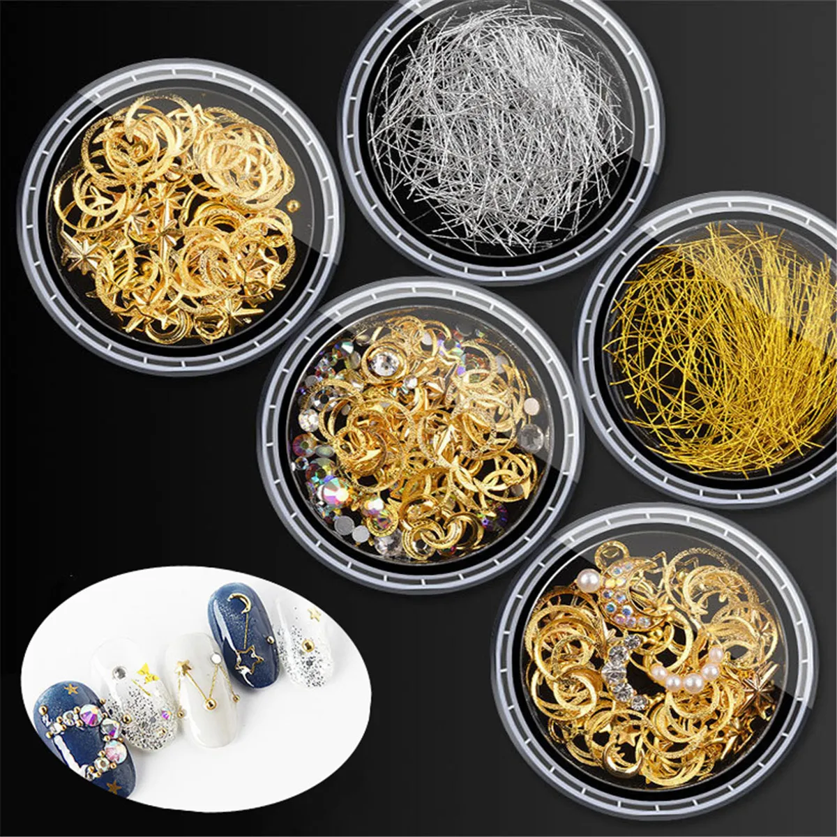5PC Nail Metal Moon Star Gold Mini Rivets Alloy Component 3D Metallic Nail Art Decorations Sticker Nails Glitter Strip Tape
5PC Nail Metal Moon Star Gold Mini Rivets Alloy Component 3D Metallic Nail Art Decorations Sticker Nails Glitter Strip Tape