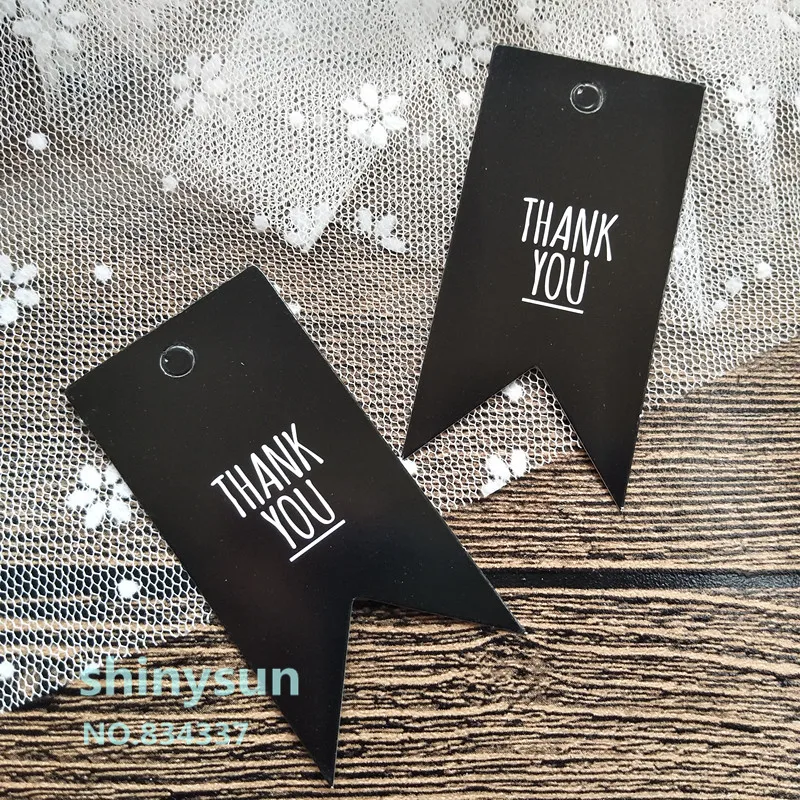 

98pcs/lot Black DIY decorate tag "thank you" Gift Hang tag 3.5x7cm