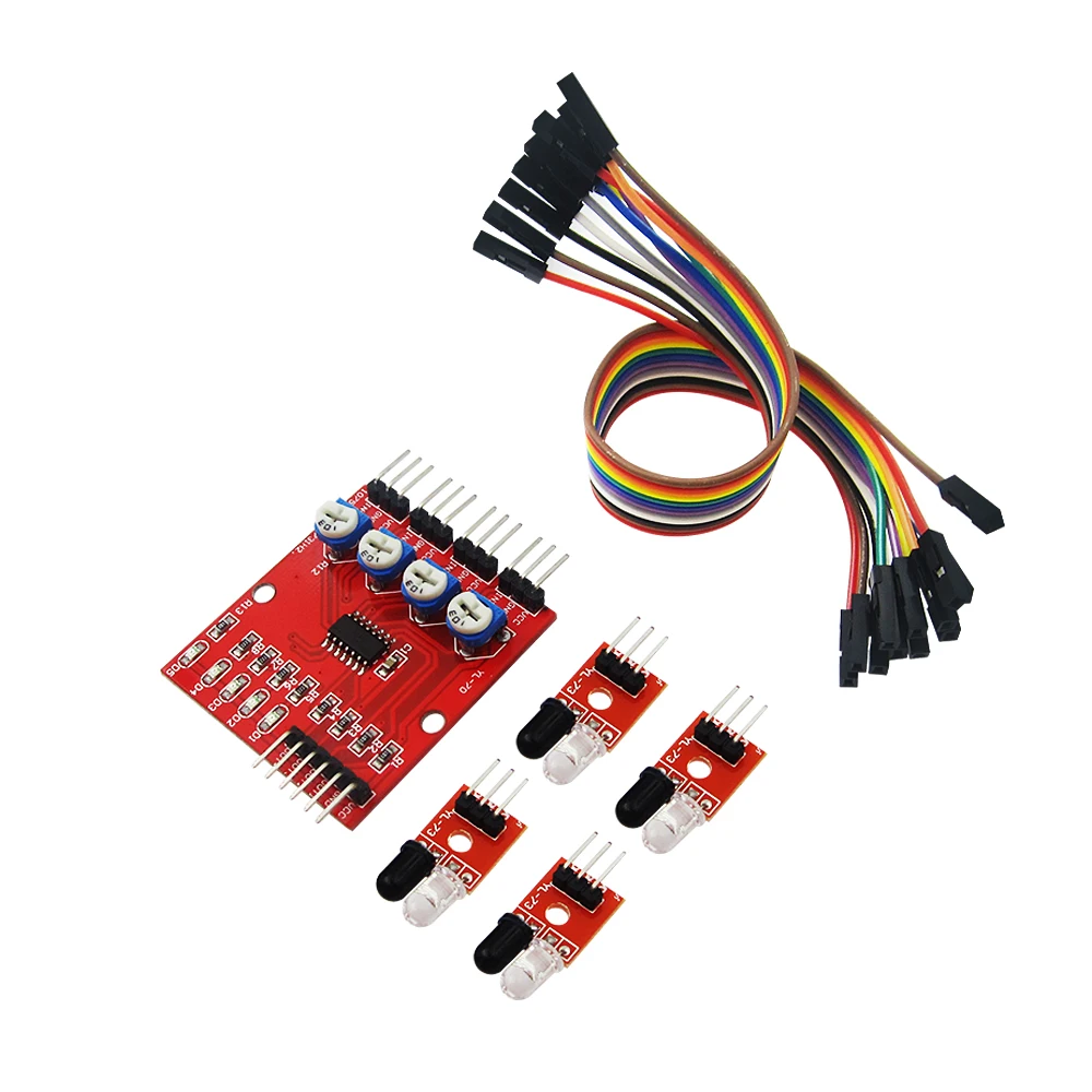 

HAILANGNIAO Four-way infrared tracing / 4 channel tracking module / transmission line modules / obstacle avoidance / car /