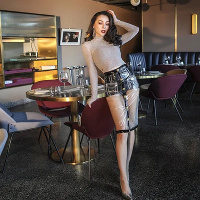 PVC Skirt Hip Pack Slim Fromt Rise Button Vintage Women Sexy Costumes Clear Transparent Skirts
PVC Skirt Hip Pack Slim Fromt Rise Button Vintage Women Sexy Costumes Clear Transparent Skirts