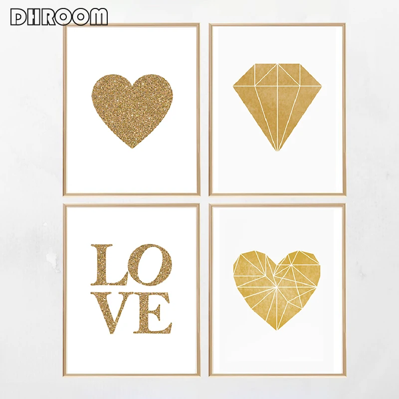 Gold Nursery Poster Print Gold Heart Love Word Gold Foil Canvas Painting Modern Diamond Wall Art Poster Living Room Home Decor
Gold Nursery Poster Print Gold Heart Love Word Gold Foil Canvas Painting Modern Diamond Wall Art Poster Living Room Home Decor