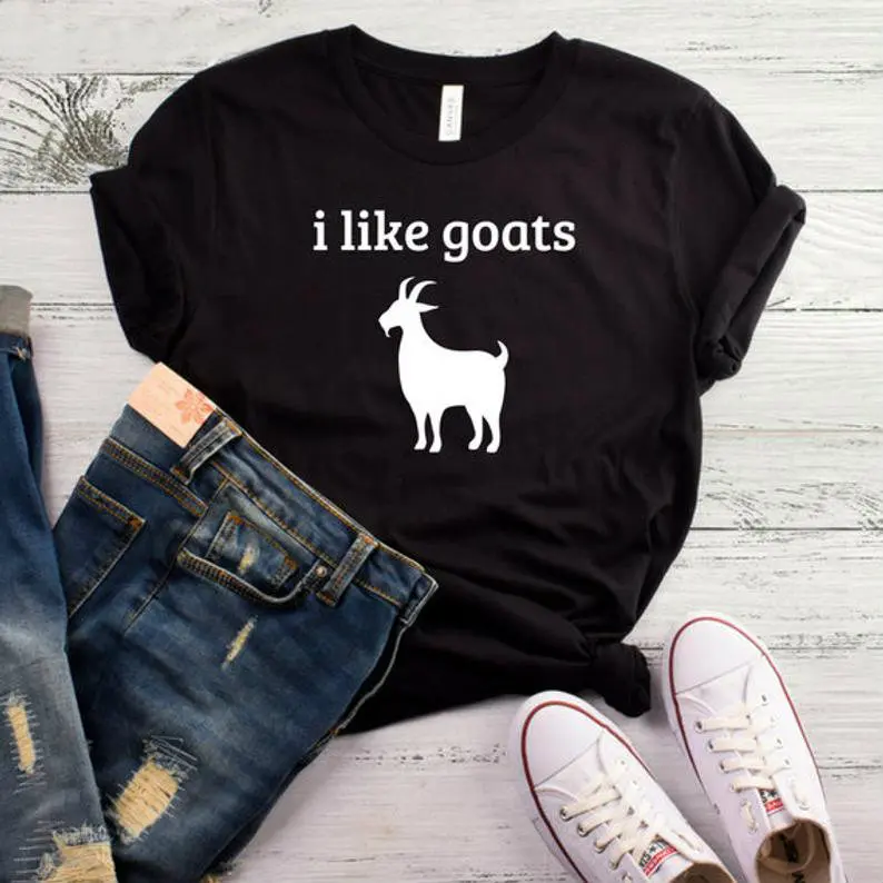 Женская футболка из хлопка с принтом Я люблю коз | одежда
