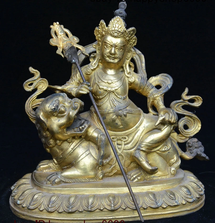 Old Tibet Buddhism Temple Bronze Gilt Zambala Vaishravana Buddha On Lion Statue
Old Tibet Buddhism Temple Bronze Gilt Zambala Vaishravana Buddha On Lion Statue