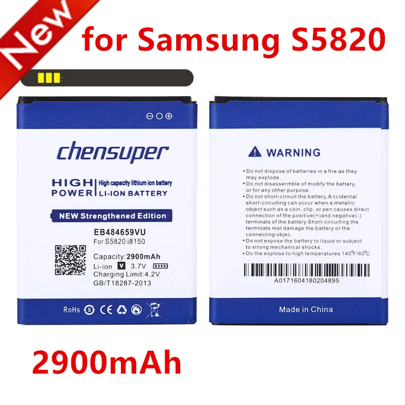 Аккумулятор chensuper 2900 мАч EB484659VA EB484659VU для Samsung Galaxy S5820 I8150 W689 S5690 T759 I8350 S8600 M930 i110 R730 i677
Аккумулятор chensuper 2900 мАч EB484659VA EB484659VU для Samsung Galaxy S5820 I8150 W689 S5690 T759 I8350 S8600 M930 i110 R730 i677