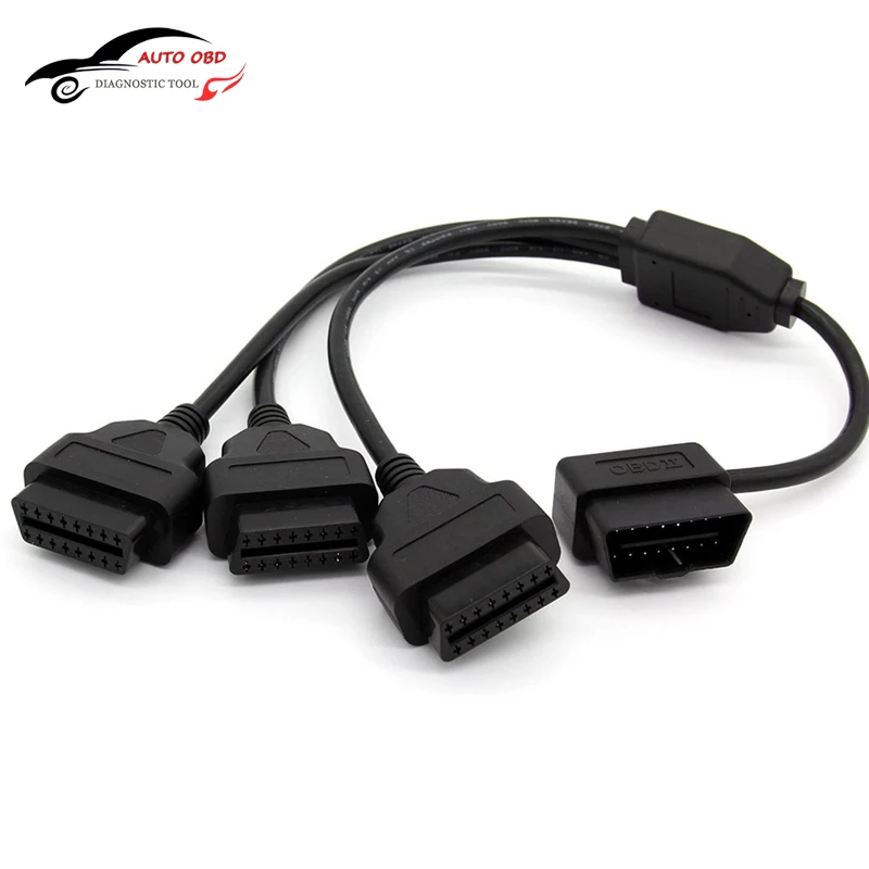 

New 16 Pin OBD2 1 to 3 Wire M to 3F Right Angle 16pin Extension Cord OBD 2 OBD OBDII OBD-II Connector Cable Code Diagnostic Tool