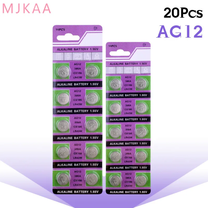 20pcs/pack AG12 LR43 SR43 260 386 1.55V Alkaline Watch Batteries Coin Cell Battery
20pcs/pack AG12 LR43 SR43 260 386 1.55V Alkaline Watch Batteries Coin Cell Battery