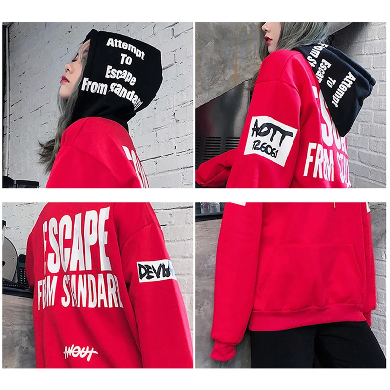 Foxmertor Long Sleeve Sweatshirt Letter Print Hooded Pullover Woman Fleece Tracksuit Contrast Color Patchwork Causal Pullover
Foxmertor Long Sleeve Sweatshirt Letter Print Hooded Pullover Woman Fleece Tracksuit Contrast Color Patchwork Causal Pullover