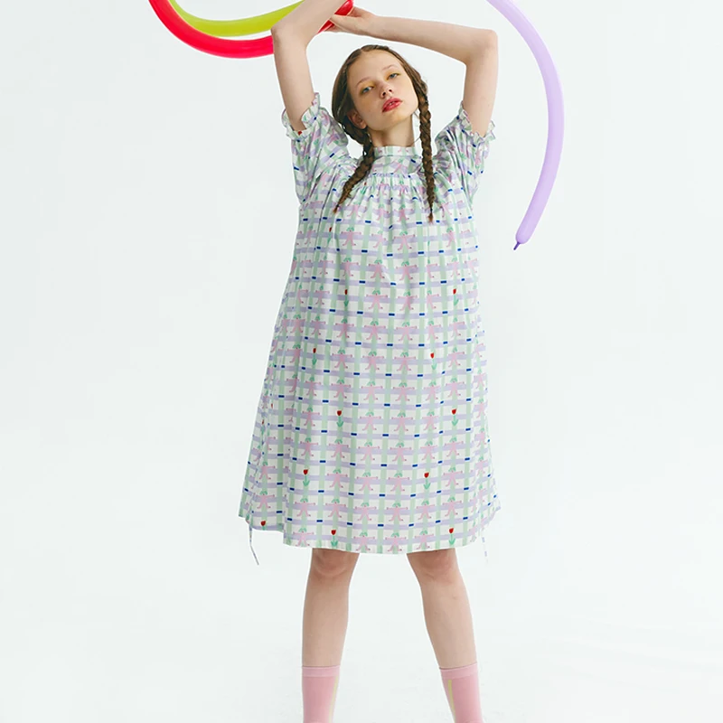 New Design Women Summer Chiffon Dresses Cartoon Printed Purple Plaid Ladies Loose Dresses Ruffles Preppy Style
New Design Women Summer Chiffon Dresses Cartoon Printed Purple Plaid Ladies Loose Dresses Ruffles Preppy Style