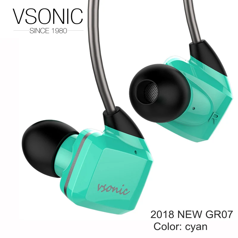 VSONIC HiFi In-ear Earbuds Earphone NEW GR07 GR07 i with Microphone Wired IEM 2018