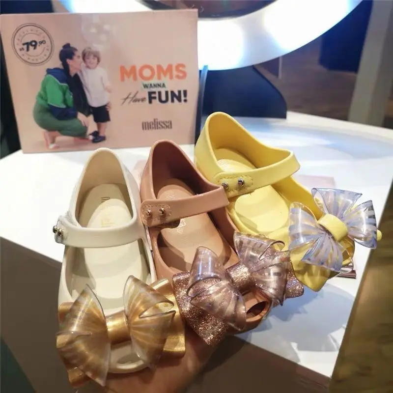 Girls Shoes 2019 New Girls Bow Jelly Sandals PVC Non-slip Waterproof Beach Shoes
