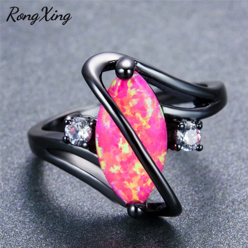 Женские кольца RongXing Романтические с розовым огненным опалом винтажные из