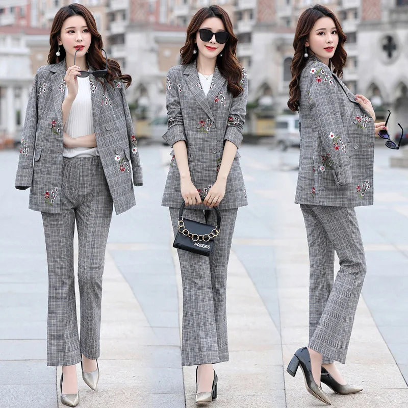Women's suits women's fashion lattice double-breasted suit two-piece suit (coat + wide leg pants) woman's suits
Women's suits women's fashion lattice double-breasted suit two-piece suit (coat + wide leg pants) woman's suits