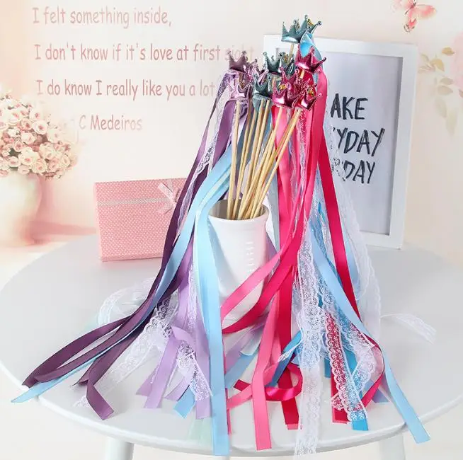 Star Crown Heart Fairy wand Lace ribbon streamers wedding wish magic wands wood stick bells confetti party prop decor
Star Crown Heart Fairy wand Lace ribbon streamers wedding wish magic wands wood stick bells confetti party prop decor