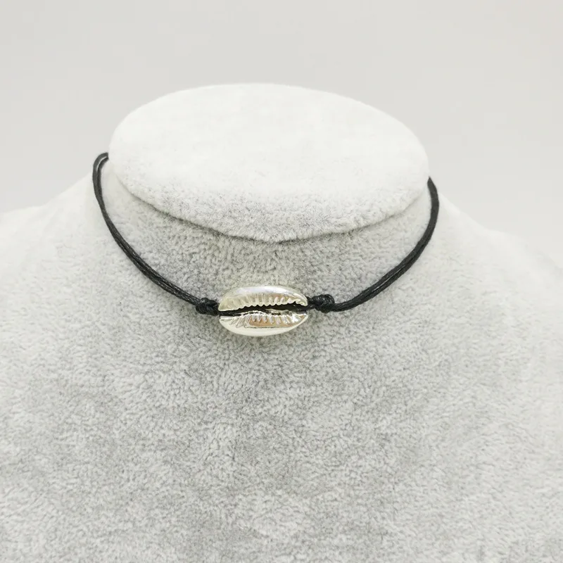 Yiustar Boho Tiny Sea Shell Pendant Choker Necklace Black Rope Chain Necklaces Women Girls Cute Seashells Beach Jewelry Gifts | Украшения и